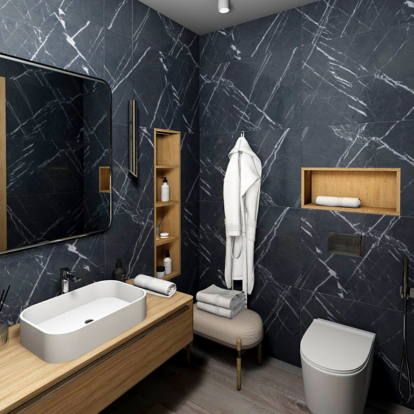 Ванная комната 2.7x2,5м Marquina Black, полы italy gris1